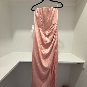 Bardot Pink Ruched Strapless Gown